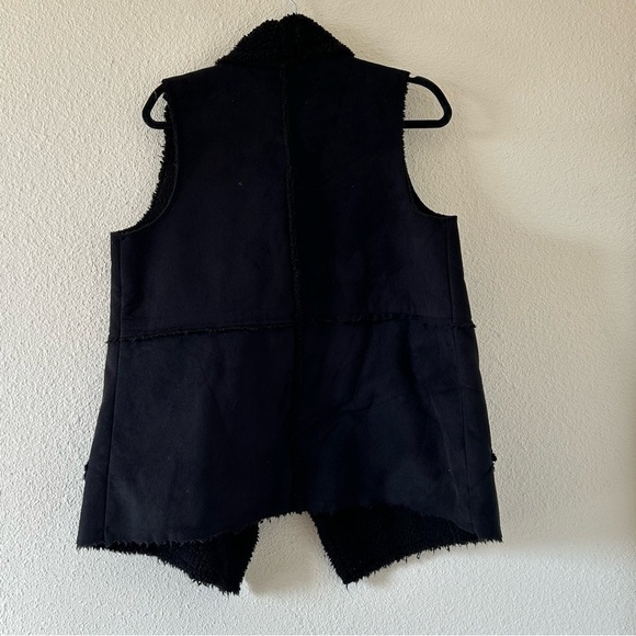 Caslon Women’s Vest Cadigan Large Black Large Teddy Collar Layer Fall Cozy Cabin - Picture 7 of 10